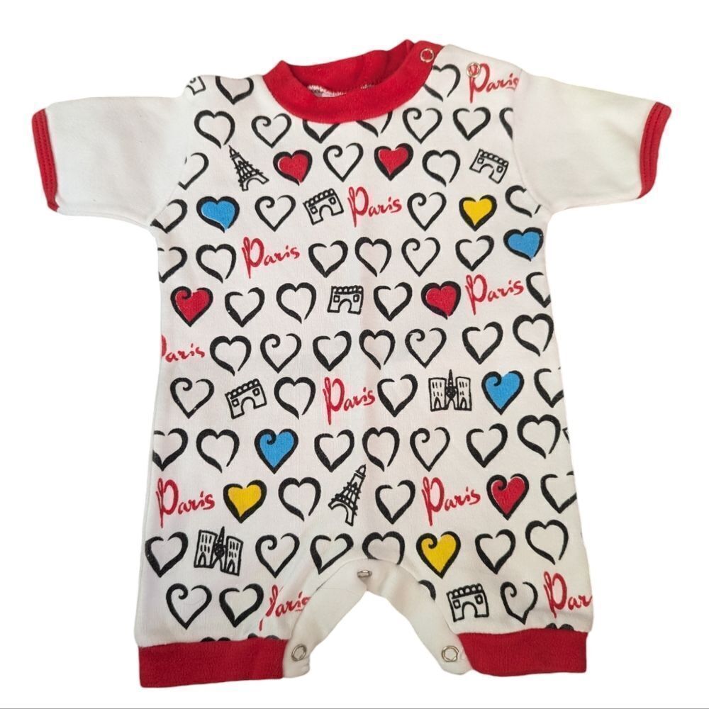 Paris Street Art infant cotton romper all over print 6-12 months